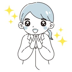 ときめく白衣を着た女性のイラスト