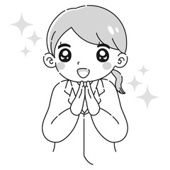 ときめく白衣を着た女性のイラスト