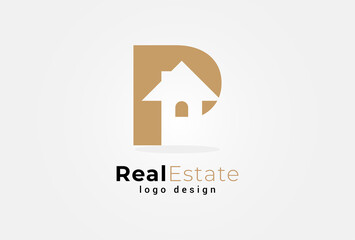 Real Estate Logo. letter P and home combination. suitable for Architecture Building apps logo design