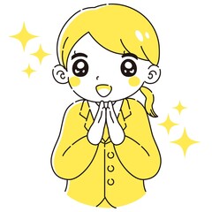 スーツを着た　ときめく女性のイラスト