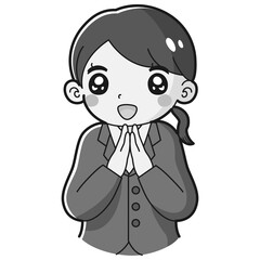 スーツを着た　ときめく女性のイラスト