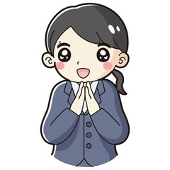 スーツを着た　ときめく女性のイラスト