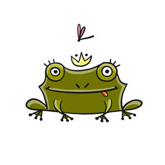 Princess frog. Isolated on white background. Cartoon for your design