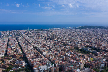 Aerial views for La sagrada familia Barcelona, Spain