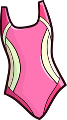 Beautiful pink women's swimsuit  cartoon illustration