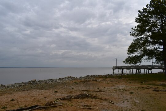 Pier At The Ross Barnett Reservoir In Brandon Mississippi