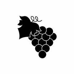 Fresh grape bunch solid black icon. Vector EPS 10. Simple fruit symbol on white. Isolated pictogram. Trendy flat sign. Used for single illustration, logo, mobile, app, design, web, dev, ui, ux, gui