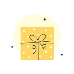 Cartoon cute present gift box vector illustration.