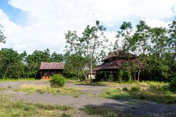 Fototapeta na wymiar Abandoned building facilities in the wilderness.