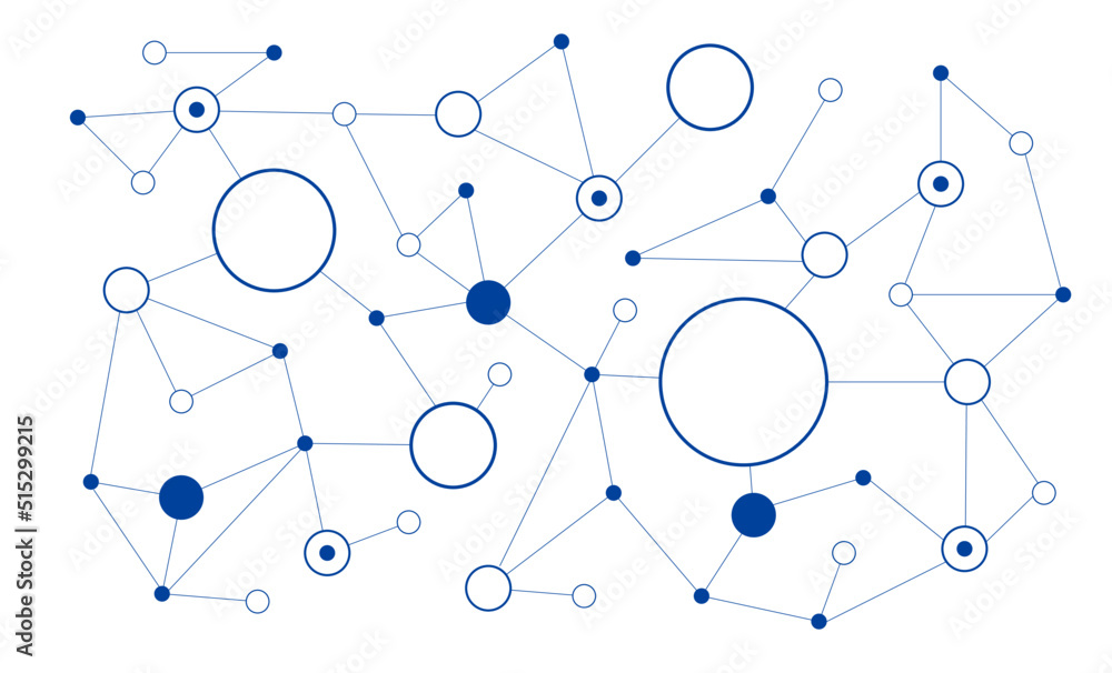 Aufkleber Modern futuristic network connected dots and lines technology background template. Fintech blockchain linked global digital database graphic vector