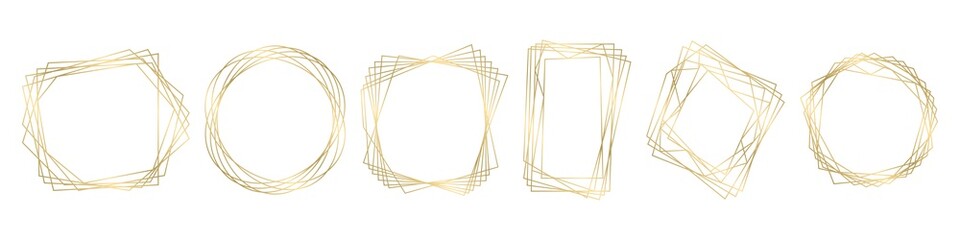 Gold geometric frame, art deco, decorative lines