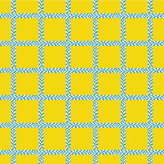 Children's novelty geometric windowpane shape pattern on yellow background.