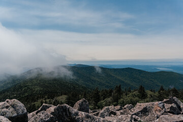 Mountain landscape. View from Mount Pidan. Livadia mountain peak. Russia. Vladivostok. High quality photo