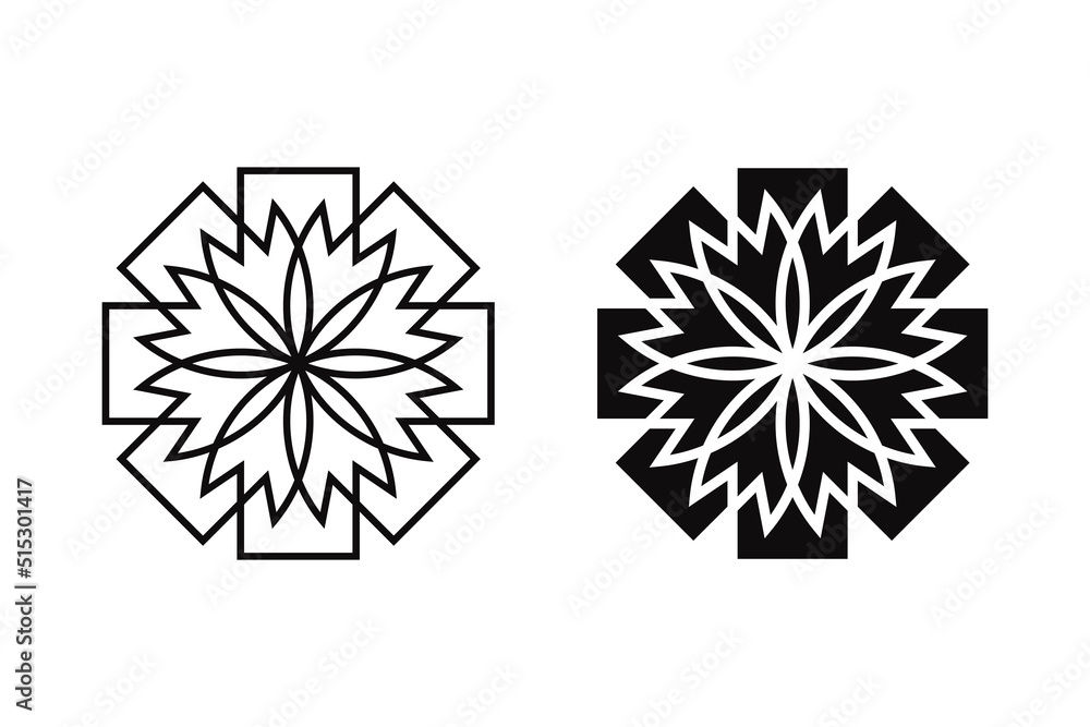 Poster abstract black geometric shape. modern texture decoration element. vector of a snowflake.