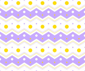 Purple Yellow Pastel Polkadot Circle Round Horizontal Zig Zag Line Stripe Dot Dash Line Circle Seamless Pattern Vector Illustration Tablecloth, Picnic mat wrap paper, Mat, Fabric, Textile, Scarf