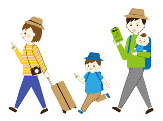 観光する家族のイラスト素材