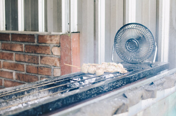 Cooking chicken yakitori of grilled