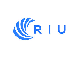 RIU Flat accounting logo design on white background. RIU creative initials Growth graph letter logo concept. RIU business finance logo design.

