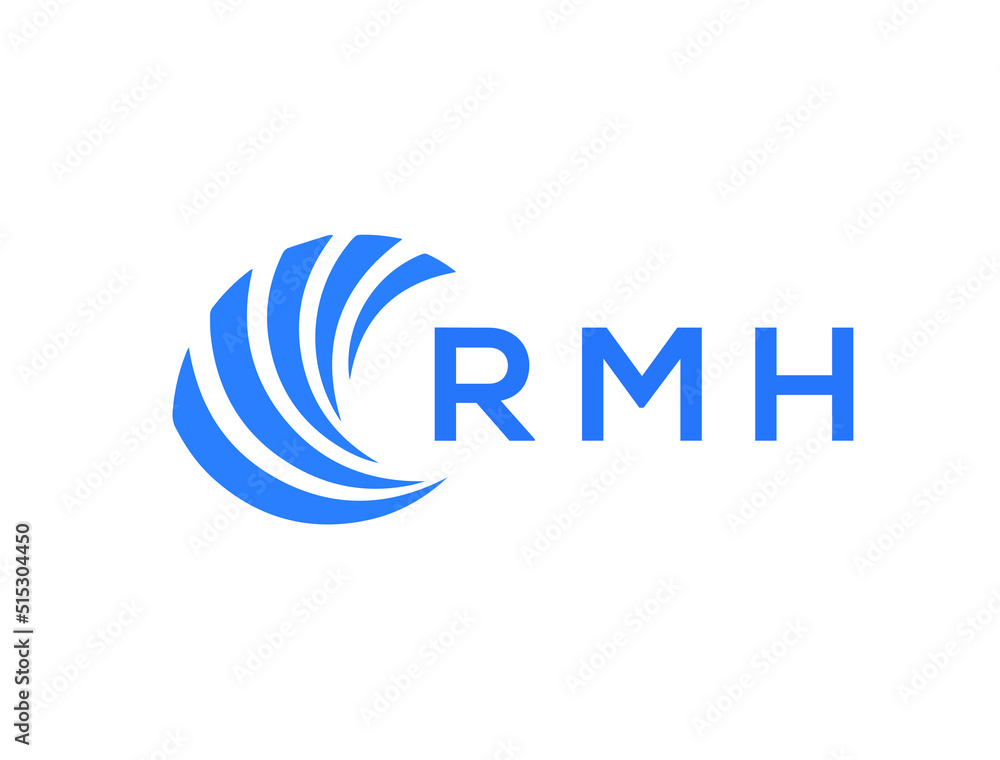 Wall mural RMH Flat accounting logo design on white background. RMH creative initials Growth graph letter logo concept. RMH business finance logo design.
