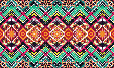 Geometric ethnic flower pattern for background,fabric,wrapping,clothing,wallpaper,Batik,carpet,embroidery style.