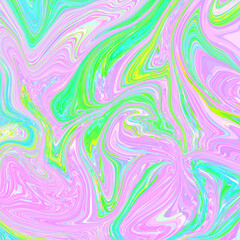 Pink Green and Blue liquid texture. Pastel light background. Abstract wave pattern for graphic design.