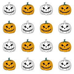 Halloween print with cartoon pumpkins for fabrics and packaging and wrapping paper and kids and pattern