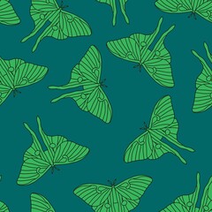 Luna moth seamless butterfly pattern for fabrics and wrapping paper and notebooks and summer clothes print and kids