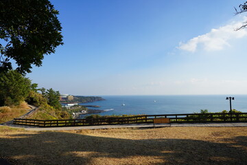 fine seaside walkway in autumn