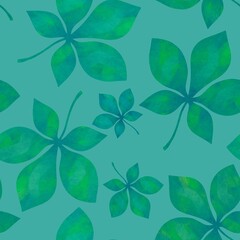 Obraz premium Autumn seamless chestnut leaves pattern for fabrics and wrapping paper and clothes print and kids