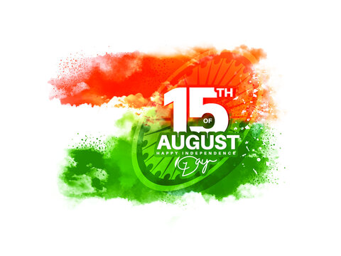 
creative splash illustration for Indian independence day -15th august with Ashoka Wheel 