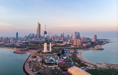Kuwait City Aqua Park Tree Towers  Drone shot