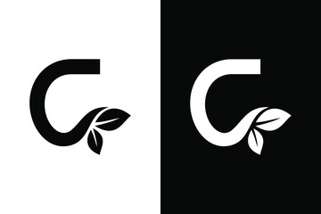 Letter C leaf concept black and white. Very suitable for symbol, logo, company name, brand name, personal name, icon and many more.