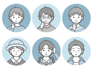 困る少年の丸アイコンセット