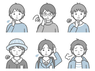 困る少年の上半身セット