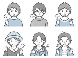 怒る少年の上半身セット