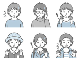 驚く少年の上半身セット