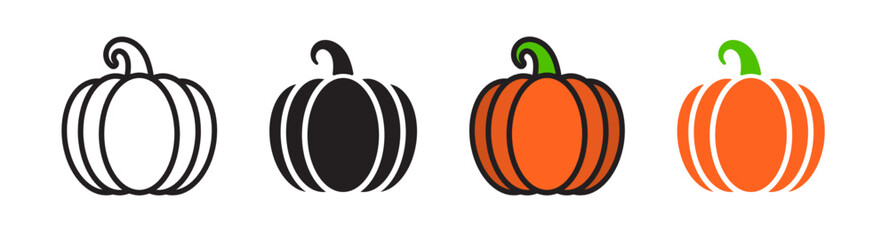 Pumpkin icon design vector collection. Natural farm fresh food symbol illustration.
