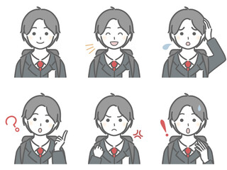 少年の色々な表情（制服）
