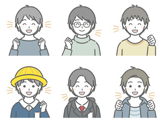 喜ぶ少年の上半身セット