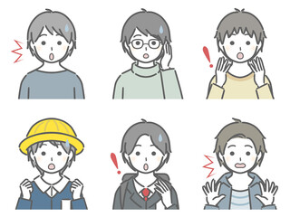 驚く少年の上半身セット