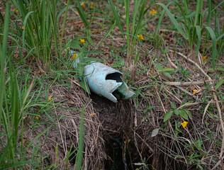 Drainage pipes from the house into the canal