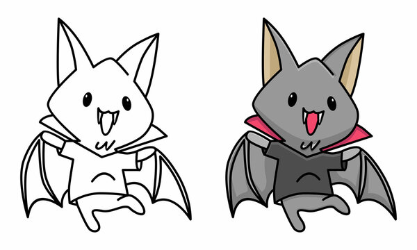 Cute bat coloring page for kids