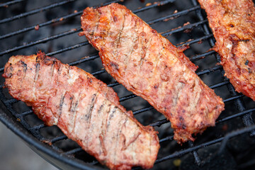 grilled pork on the grill