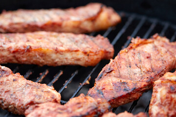 grilled pork on the grill