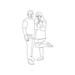 Continuous line drawing. romantic couple.
