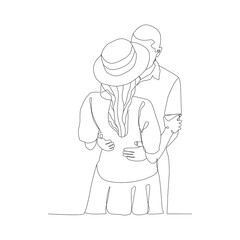 Continuous line drawing. romantic couple.