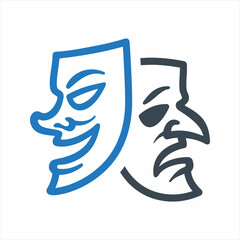 Theater mask icon. Vector and glyph