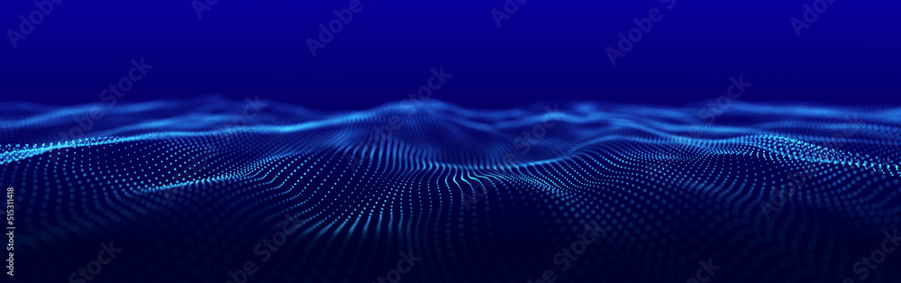 Poster futuristic wave. network connection structure in cyberspace. 3d rendering.