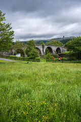 The Battle of Stirling Bridge is old and small bridge crossing  River Forth in Stirling with The National Wallace Monument  , Scotland