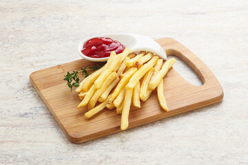 French fried potato over board